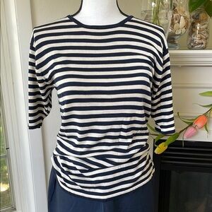 Blue and White Fitted Short Sleeve Tee